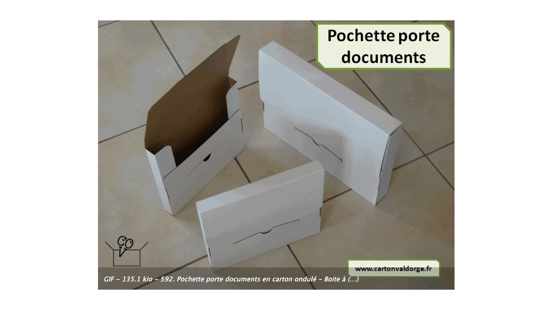 Pochette porte documents en carton ondulé - Boite à archives spécifiques en carton  